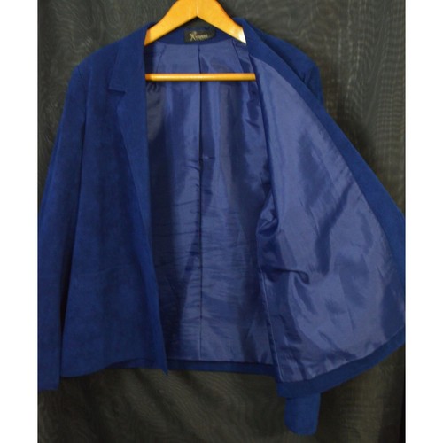 BLAZER vintage pelle scamosciata Kreeger's New Orleans blu taglia 14 - Foto 8 di 11
