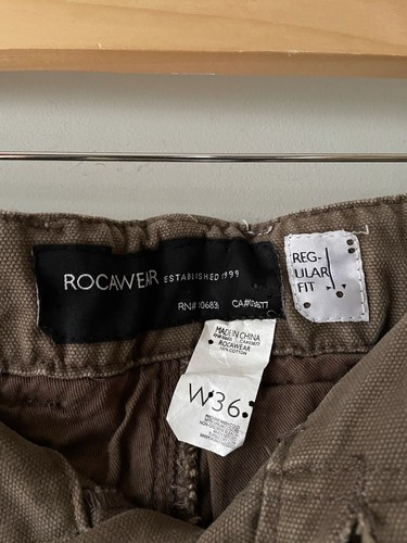 Rocawear Regular Fit Trousers Brown W36 L34 Cotton with Hessian Sack Detailing - Picture 3 of 12