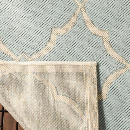 SAFAVIEH Indoor Outdoor BHS125K Beach House Aqua / Cream Rug - Picture 9 of 24