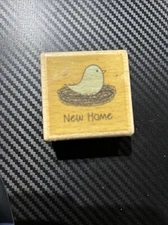 Hampton Art Rubber Stamp 2"x 2" 'New Home' Bird in Nest 2009 Katie & Co Studio G