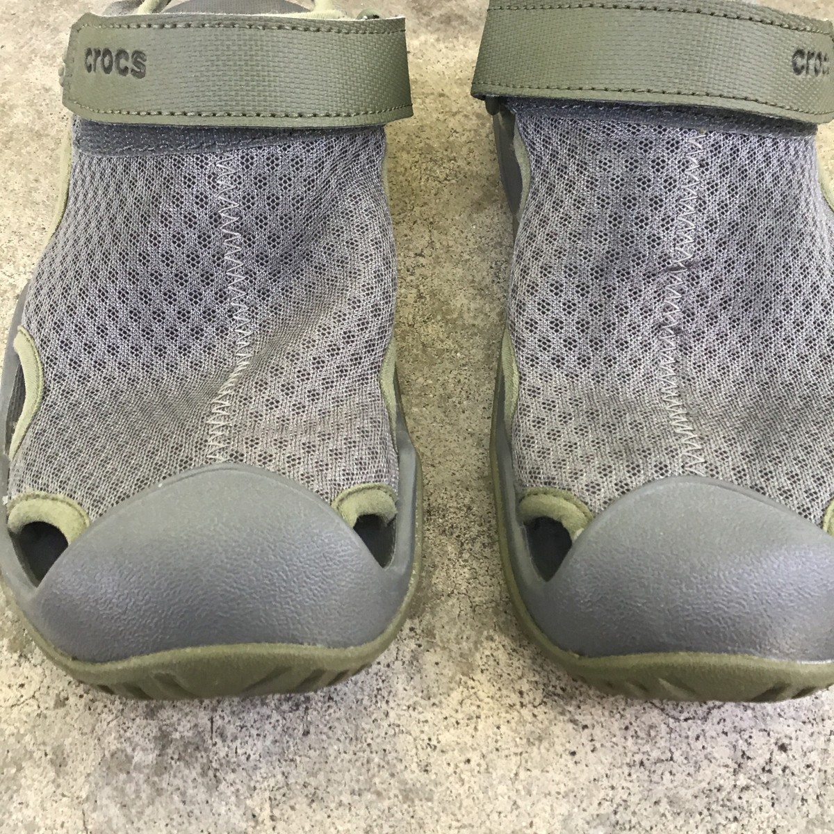 Crocs Swiftwater Wave Sandals Green Mesh Slip On Water Shoes  display picture 1