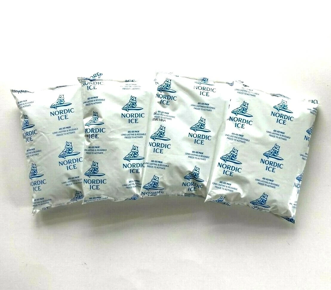 Nordic Ice Set of 4 Reusable 8x6 Gel Ice Pack Long Lasting Non