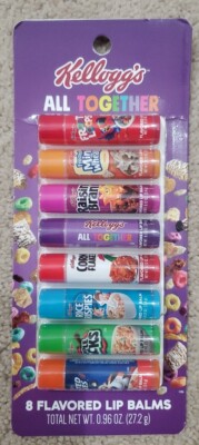 KELLOGG'S  Flavored Kids Lip Balm Set of 8 Balms Frosted Flakes, Apple Jacks Etc