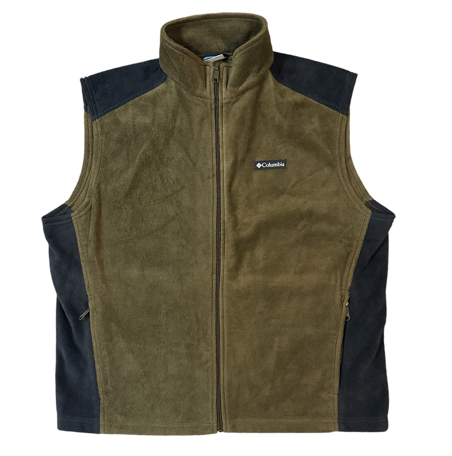 Columbia Steens Mountain 2.0 Fleece Full Zip Vest Olive Green Black Mens Size XL