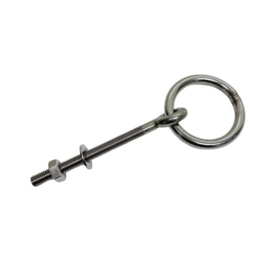 Stainless Steel T304 3/8'' Shoulder Ring Eye Bolt, 2'' Ring Diameter Bolt Shoulder