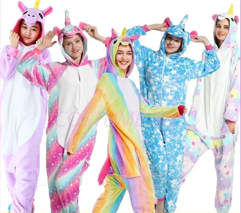 Adult Kids Olaf Fluro Unicorn Kigurumi Animal Onesie Pajamas