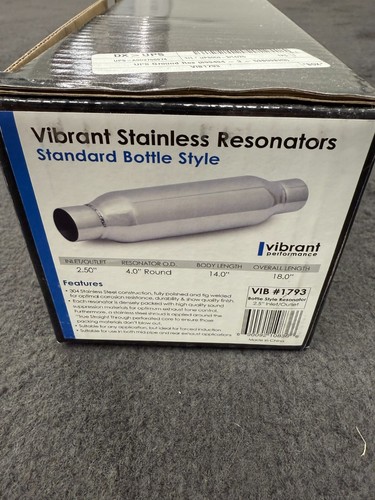 Vibrant Performance 1793 Bottle Style Resonator, 2.5" inlet/outlet x 18" long - Picture 4 of 5