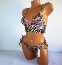 Victoria Secret Swim V-Hardware Bralette Bikini Set XS/XS Side Tie Bottom Leopar