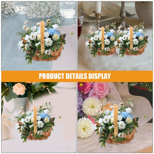 2 Pcs Baskets with Handles Woven Small Rattan Flower Shopping Mini Picnic - Picture 11 of 12