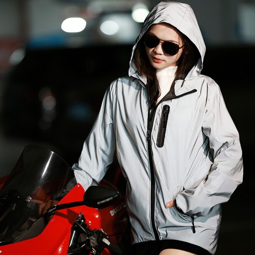 Chaqueta de ciclismo reflectante completa para hombre WOSAWE a prueba de viento repelente al agua con capucha - Imagen 6 de 18