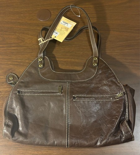 Borsa/borsa/borsa Patricia Nash marrone cioccolato pelle italiana Ergo borchiata - Foto 6 di 13