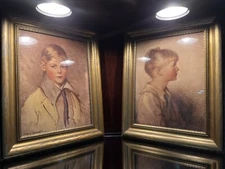 Vintage C & A Richards Boston 2 Framed Prints Peter & Charlotte 15.5” x 12.5”