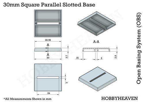 Bases de plástico ranuradas paralelas cuadradas de 30 mm modelos en miniatura ToW Wargames - Imagen 4 de 12