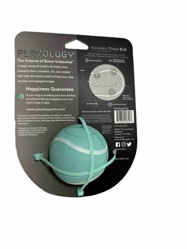Playology Squeaky Dog Toy Chew Ball All-Natural Peanut Butter Scent Med/Large - Picture 2 of 2