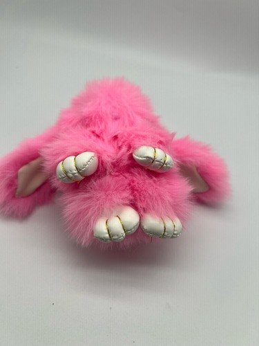 7" Pink Fluffy Bunny Keychain Soft Plush Rabbit Bag Charm Accessory - Picture 6 of 6