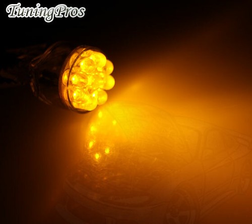 (1 Pair) Set of 2 pcs Front Signal T20 Wedge 9 Yellow LED Light Bulbs 7440 7443 - Picture 3 of 3