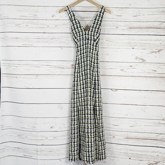 Kate Spade Abito Midi Pop Tweed Halter Nuovo Senza Senza Etichette