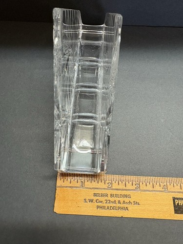Vtg Pressed Crystal Glass Pinwheel Napkin Holder Letter Holder Holiday READ - Picture 21 of 21