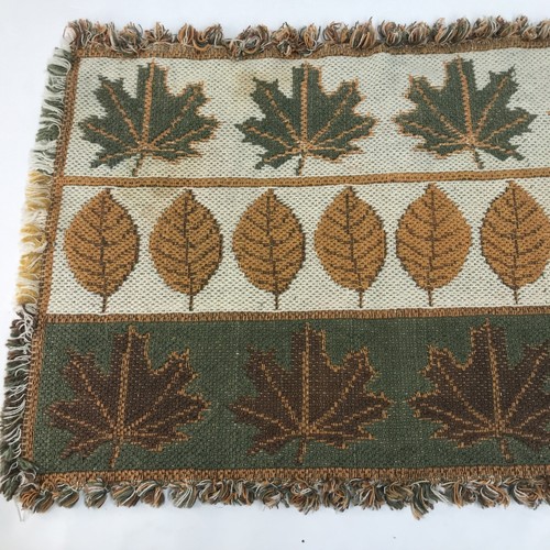 Set Of 2 - Brown Green And Orange Leaf Fall Fringed Rectangular 18x12” Placemat - Picture 5 of 7