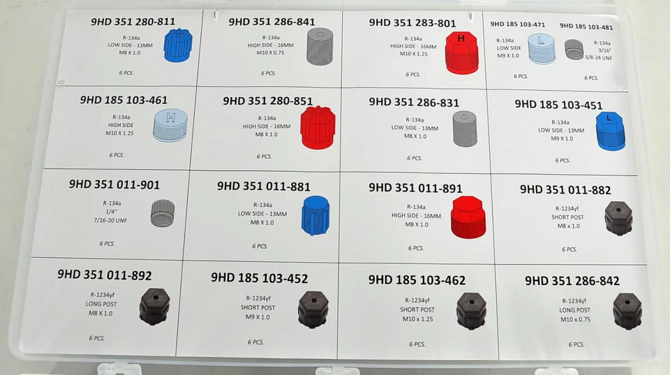 Klimaanlage Kappen Set AC R134a R1234yf Service Port Anschlüsse Hoch Niederdruck - Bild 4 von 4