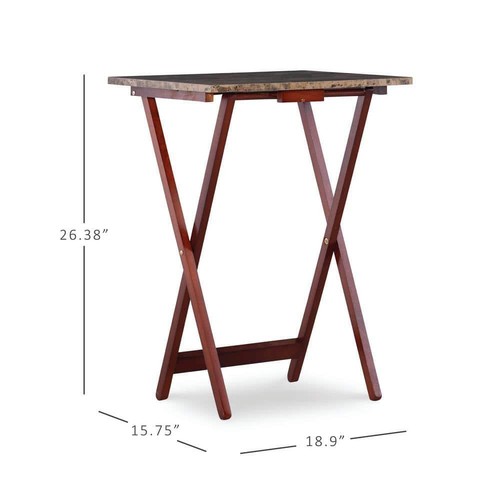 Linon Home Decor Folding Table 26.38"x18.9"x15.75"Wood w/Faux Marble Top 5-Piece - Picture 4 of 10