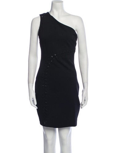 NWT Ladies $525 Halston One Shoulder Ponte Dress LBD Stretch Black - Sz 10 - Picture 6 of 8
