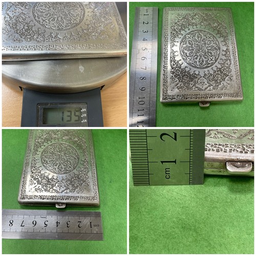 Rare Persian SOLID SILVER Etched CIGARETTE CASE Middle East Box 135 Grams R2 - Picture 2 of 21