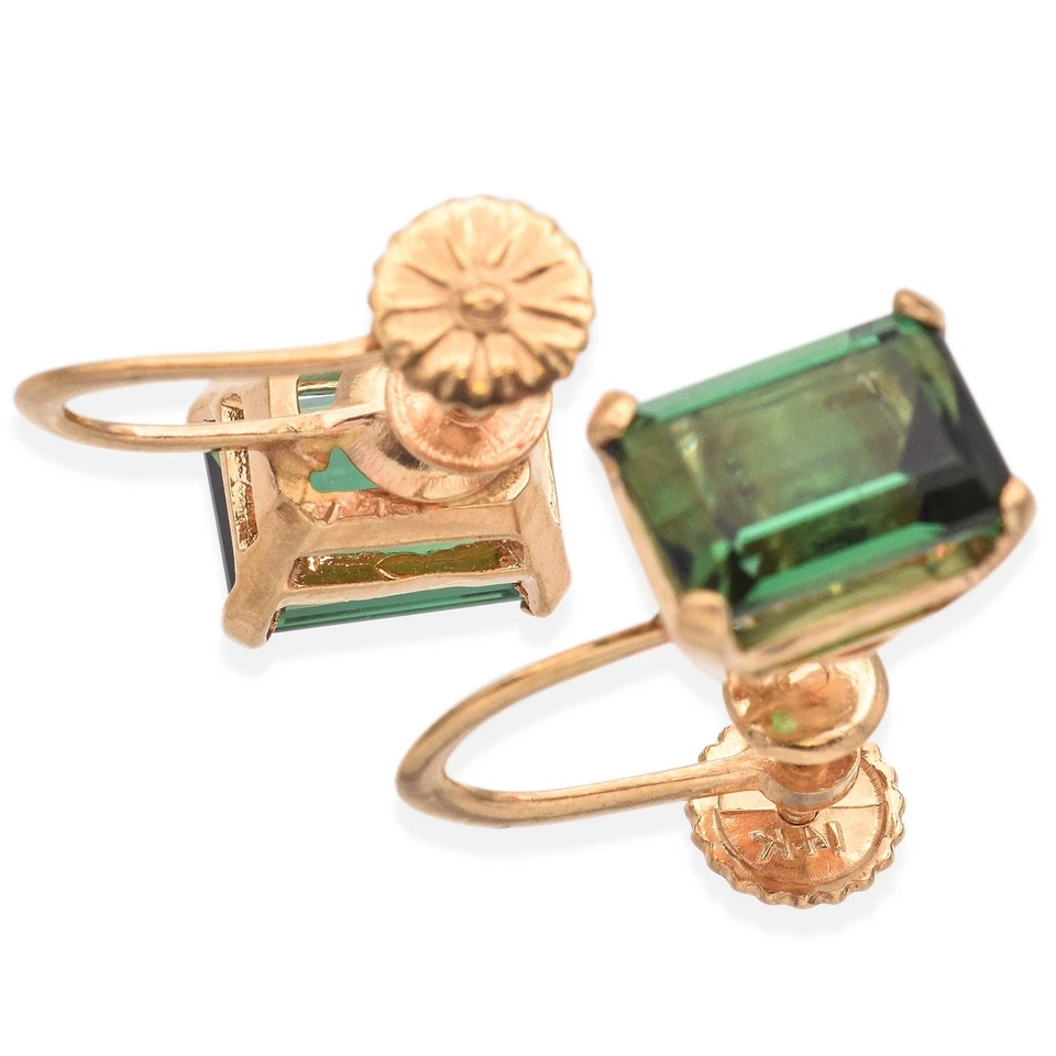 Pendientes de turmalina de oro amarillo de 14K 2,56 TCW con tornillo trasero Foto 2 de 4