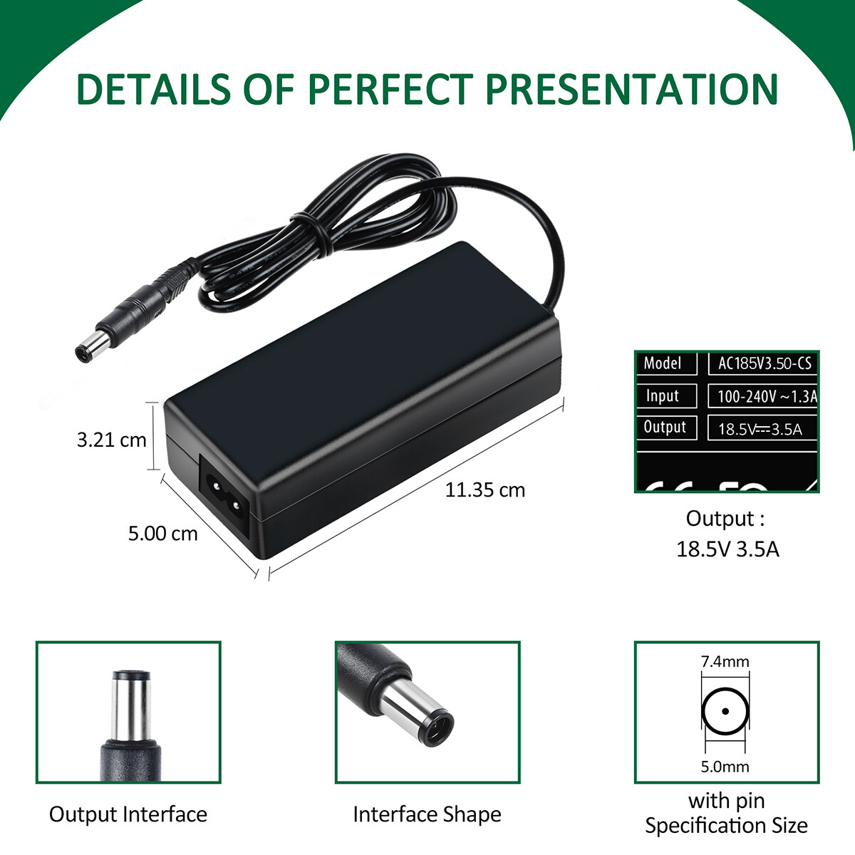 UL 6ft 18.5V Adapter For HP Pavilion TPN-C116 TPN-C125 TPNC116