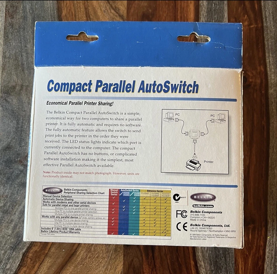 Interruptor automático paralelo compacto Belkin F1U115E para compartilhamento de impressora 1999 Y2K - Imagem 4 de 4