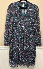 Lane Bryant Cutout Mock-Neck Fit & Flare Long Sleeve Chiffon Dress Size 22 NWT