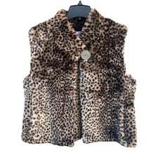 Janska Fleece Single Button Vest/jacket Leopard Print Sz Medium Made In Usa