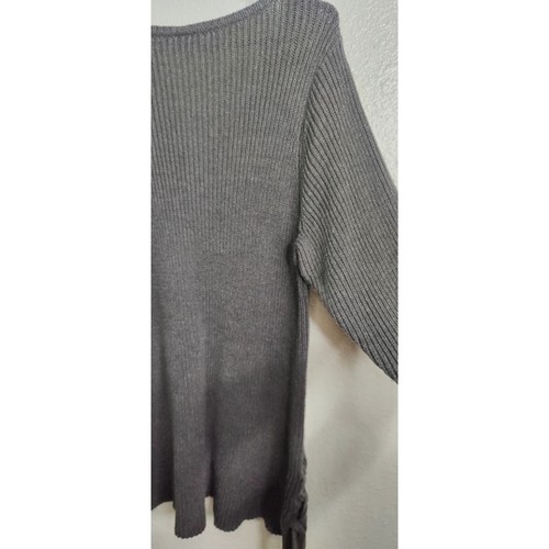 Torrid Ribbed Knit Lace Up Sweater in Gray Size 3 - Picture 3 of 16
