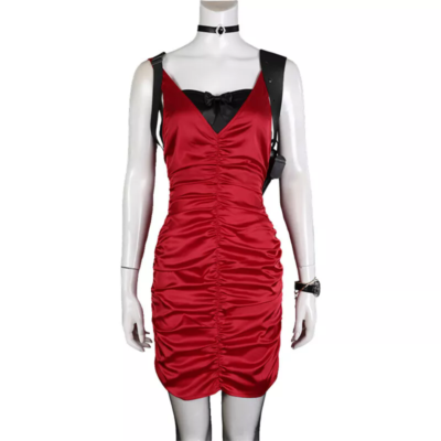 Resident Evil 4 Ada Wong Cosplay Red Dress Game Costume Lady 3D Outfit  Halloween | eBay