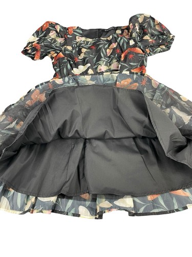 Disturbia Mariposa Puff Sleeve Organza Mini Dress 6 Fit & Flare Butterfly Tulle - Picture 4 of 19
