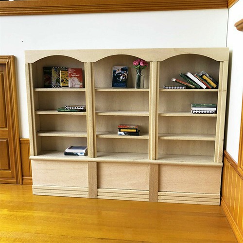 1/12 Wooden Dollhouse Mini Furniture Library Display Bookcase Bookshelf Cabinet - Picture 9 of 12