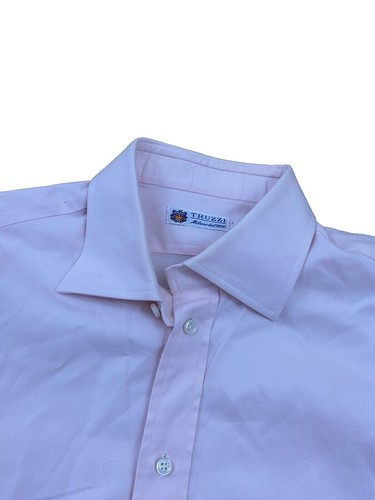 Chemise Habillée Brioni à Poignets Mousquetaires Bleue à Rayures Blanches - Taille Large, Fabriquée à La Main En Italie