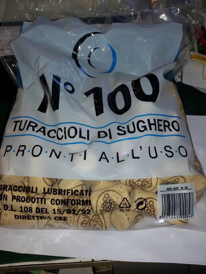 TAPPI PER VINO TURACCIOLI DI SUGHERO CONICI CONF 100 PZ