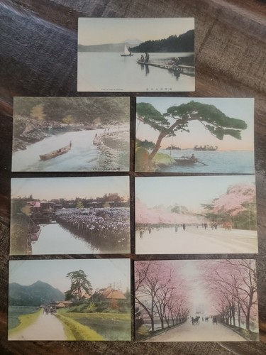 Cartoline giapponesi colorate a mano C 1900 Kyoto, Hakone Union Postale Universelle - Foto 1 di 9