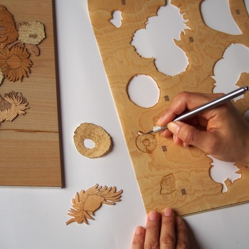 Japanese Wood Collage 3D-Art Handmade Kit Van Gogh Sunflowers Craft 30x21cm - Picture 4 of 9