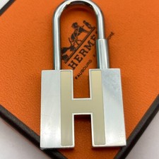 HERMES Cadena Lucchetto H Logo Bianco Argento Lucchetto Borsa Charm 28,0 g