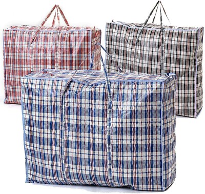 SET MIT 2 X GROSSEN EINKAUFSTASCHEN AUFBEWAHRUNGSGRIFFEN REISSVERSCHLUSS REISEN WIEDERVERWENDBARE WÄSCHE
