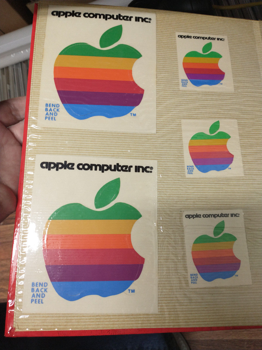 Vintage Apple Stickers 1980s Macintosh Logo Lot + sticker