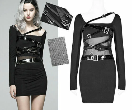 Punk Rave PU Leather Loop Slimming Dress WQ-425 - image 2 of 4