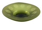 Vintage Avocado Green Glass Oval Bowl With Snowflake Design 12.5 x 10.5”