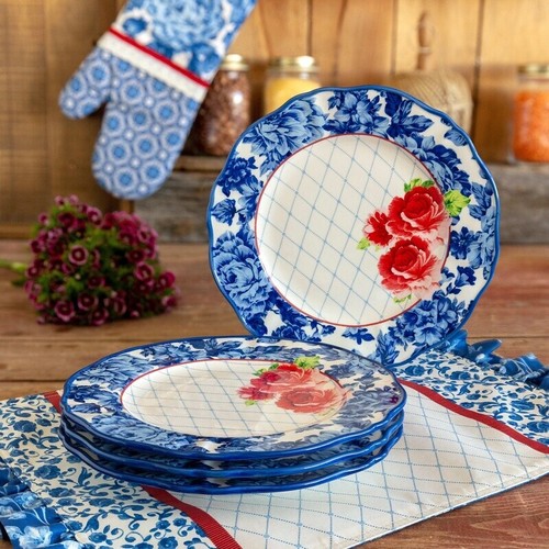Heritage Floral 12Pc Stoneware Dinnerware Set Rustic Elegant Tableware New - Picture 10 of 18