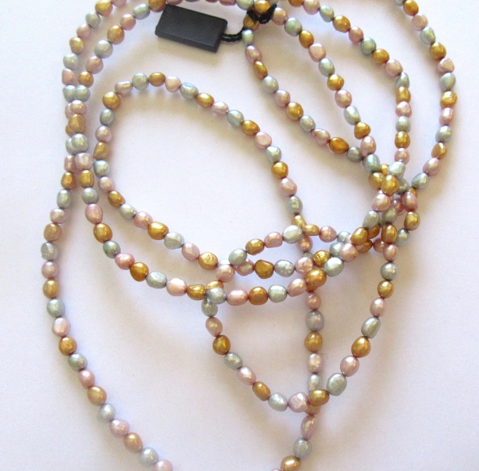 Conjunto Patata Perla Colección Honora - Collar y 3 Pulseras - Amarillo Rosa Azul Foto 4 de 4