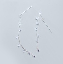 Cz Dangle Thread Line 925 Sterling Silver Threader Drop Wedding Earrings A1543