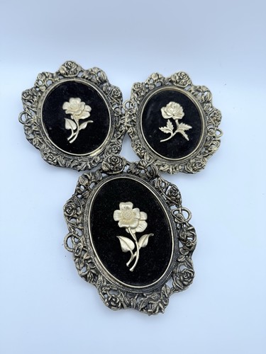 Vintage 3 MCM Burwood Arabesque Floral Wall Decor Ornate Frame Cottage Core