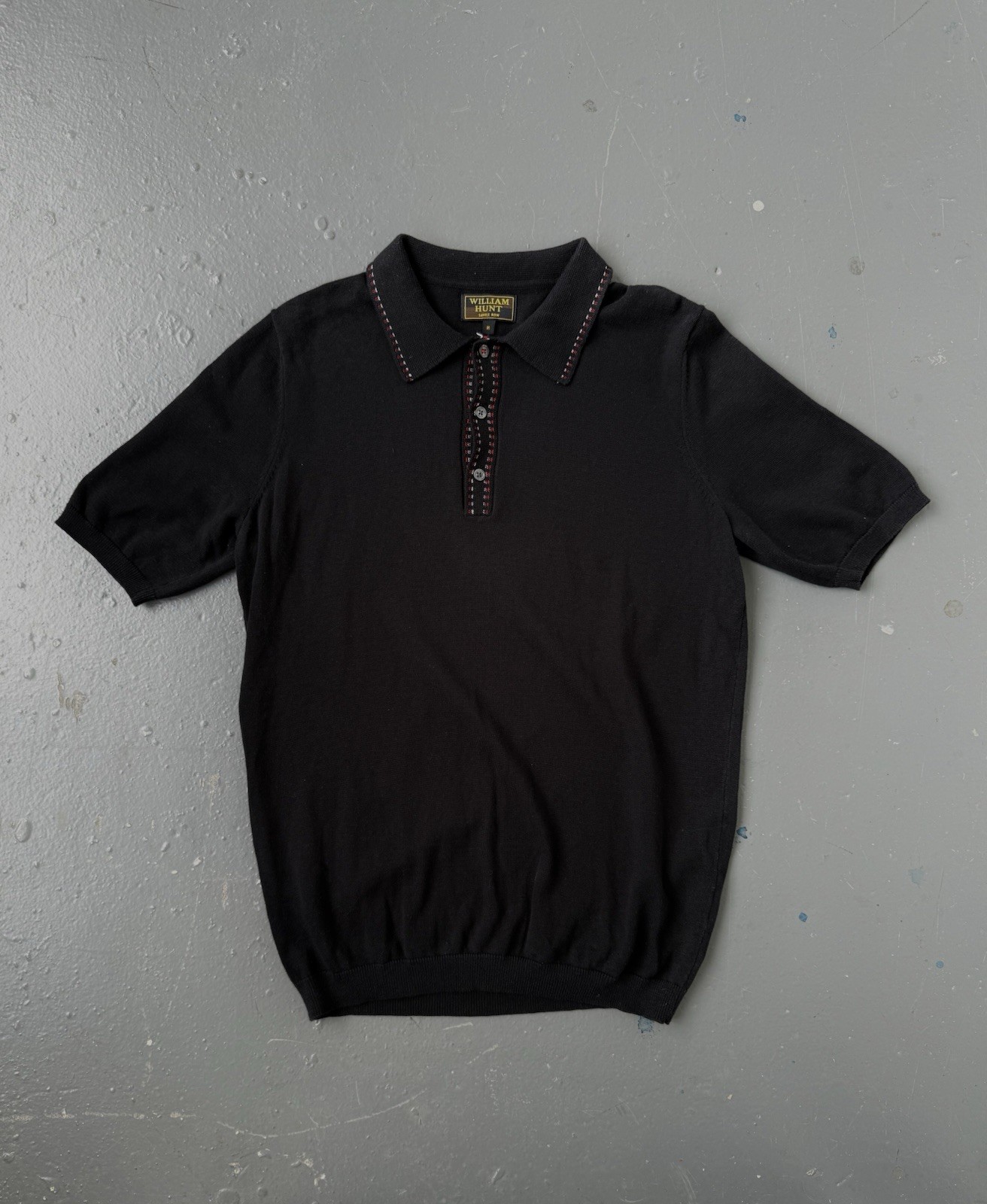 FILA Polo William Hunt Savile Row nera rossa dettaglio punto manica corta taglia M